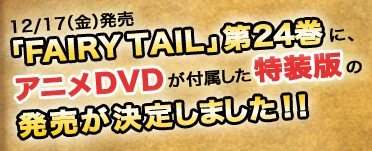 12/17（金）発売「FAIRY TAIL」第24巻に、アニメDVDが付属した特装版の発売が決定しました！！
